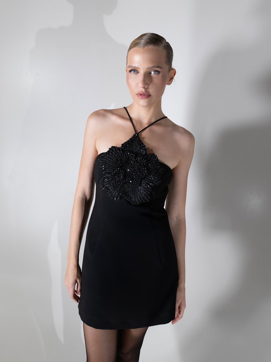 NOIR BLOOM MINI DRESS