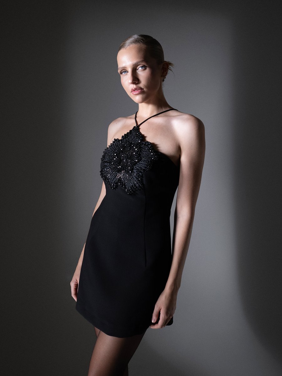 NOIR BLOOM MINI DRESS